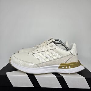 New adidas S2G 24 Leather Spikeless Golf Off White Gold Women's Shoes Size 8.5